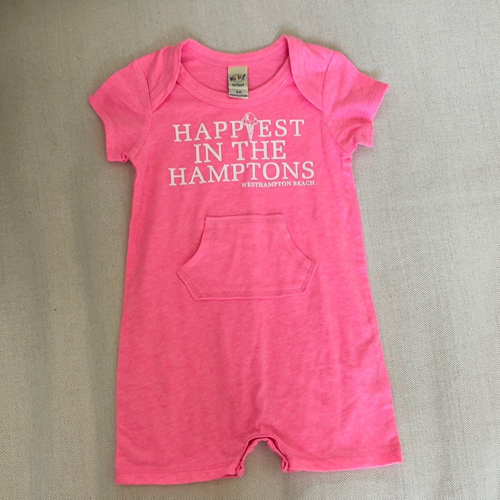 Hamptons pink 6m onesie